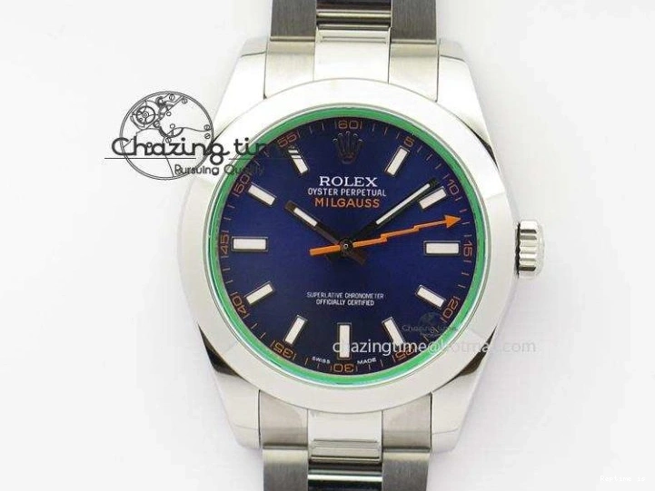 1225 HighPerformance Milgauss 116400 GV JF 1:1 Green Sapphire Blue Dial On SS Bracelet SA 3959